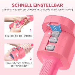 Säädettävä käsipainosetti 2 x 2,5 kg, neliönmuotoinen, metalliydin, rosarot