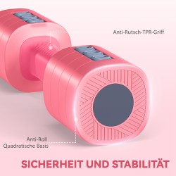 Säädettävä käsipainosetti 2 x 2,5 kg, neliönmuotoinen, metalliydin, rosarot