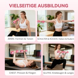 Säädettävä käsipainosetti 2 x 2,5 kg, neliönmuotoinen, metalliydin, rosarot