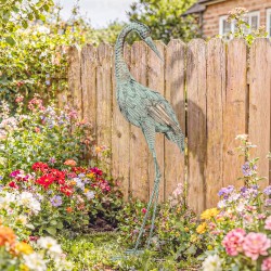 Haikarapatsas puutarhaan, metallinen ulkoveistos 88 cm, vihreä/pronssi