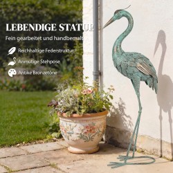 Haikarapatsas puutarhaan, metallinen ulkoveistos 88 cm, vihreä/pronssi