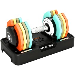 Säädettävä käsipaino kotitreeniin 5 25 kg teräs ja muovi liukumaton kahva säilytysalusta mukana