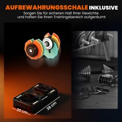 Säädettävä käsipaino kotitreeniin 5–25 kg, teräs ja muovi, liukumaton kahva, säilytysalusta mukana