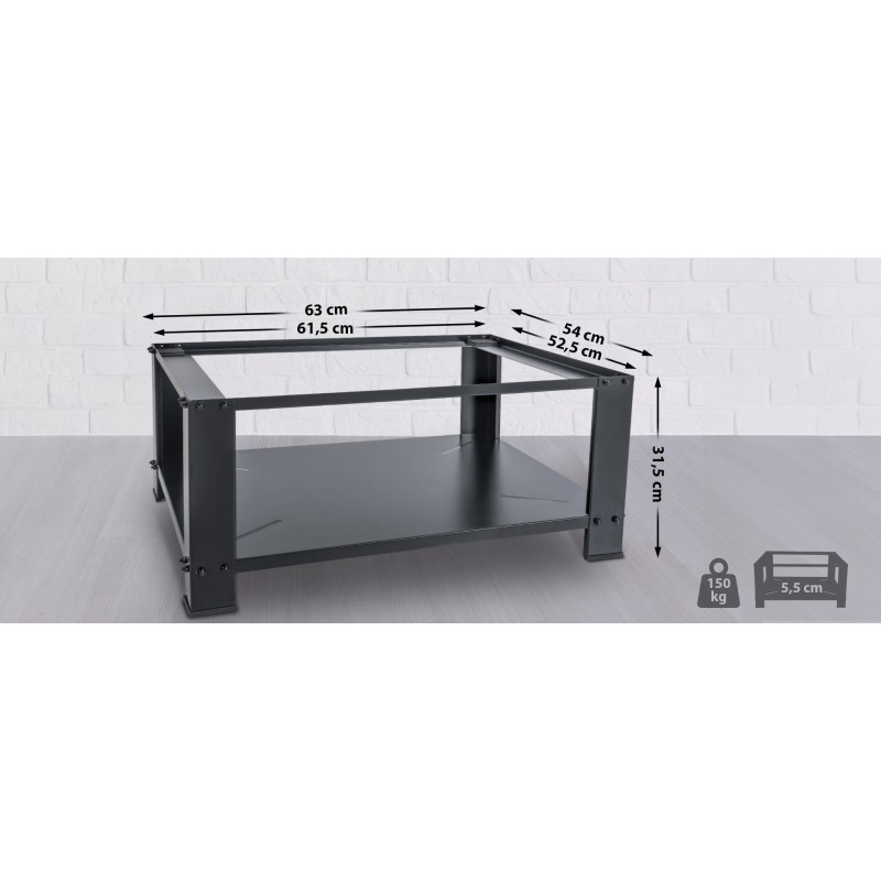 Monikäyttöinen metallinen jalusta kodinkoneille säilytystilalla