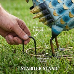 Kukko puutarhakoriste ulkokäyttöön, metallia, 41 cm, monivärinen, maapiikeillä