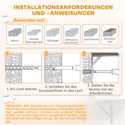 Seinään kiinnitettävä kissan kiipeily- ja raapimapuu, sisalpinnat, 4 osaa, 1–3 kissalle, beige-harmaa