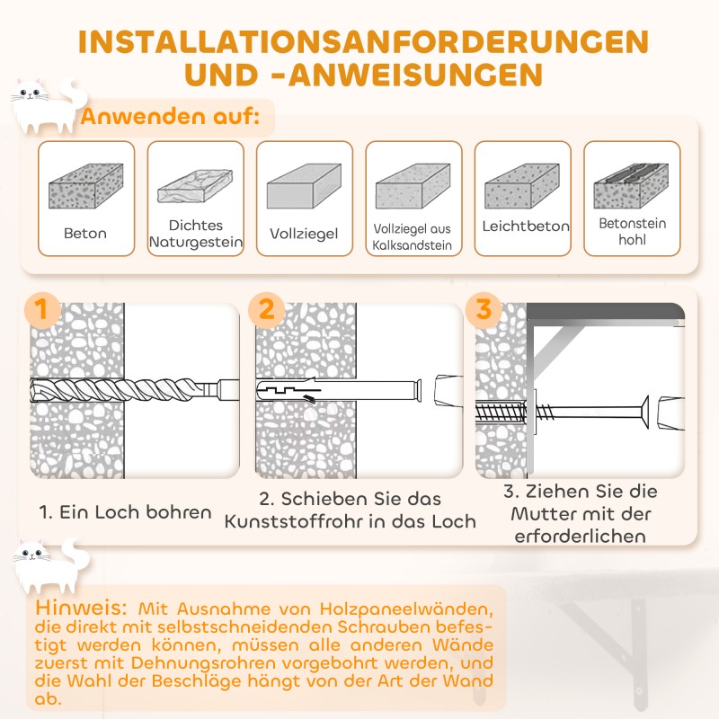 Seinään kiinnitettävä kissan kiipeily- ja raapimapuu, sisalpinnat, 4 osaa, 1–3 kissalle, beige-harmaa