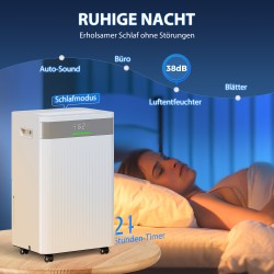 Ilmankuivain 20 l/vrk kompressorilla, 4,5 l säiliö, 20–40 m², 24 h ajastin, LED-näyttö, valkoinen muovi