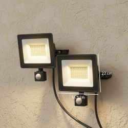 Työvalaisin 50 W ulkokäyttöön, 3 tilaa, liiketunnistin, 2 kpl, alumiini, IP65, musta