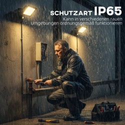 Työvalaisin 50 W ulkokäyttöön, 3 tilaa, liiketunnistin, 2 kpl, alumiini, IP65, musta