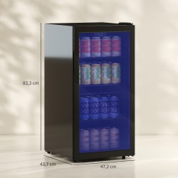 Juomajääkaappi lasiovella 93 L, säädettävät hyllyt, 2–14 °C, musta