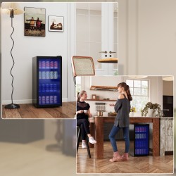 Juomajääkaappi lasiovella 93 L, säädettävät hyllyt, 2–14 °C, musta