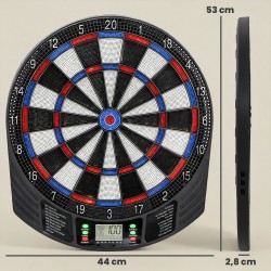 Elektroninen darttaulu 1–8 pelaajalle, LCD-näyttö, 6 pehmeäkärkistä darts-settiä, monivärinen