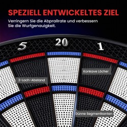 Elektroninen darttaulu 1–8 pelaajalle, LCD-näyttö, 6 pehmeäkärkistä darts-settiä, monivärinen