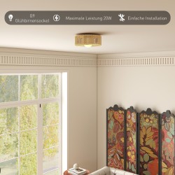 Boho kattovalaisin hamppuköysivarjostimella, G9 LED, Ø30 cm, vaaleanruskea-musta