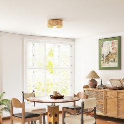 Boho kattovalaisin hamppuköysivarjostimella, G9 LED, Ø30 cm, vaaleanruskea-musta