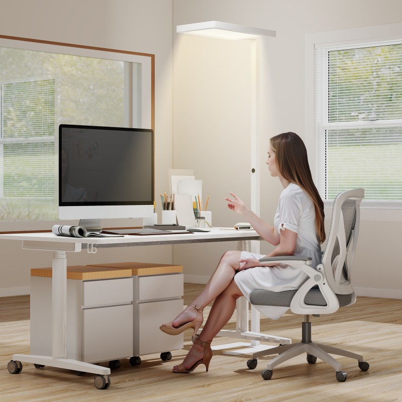 LED-lattiavalaisin kaukosäätimellä, säädettävä kirkkaus ja värilämpötila, metalli/muovi, valkoinen