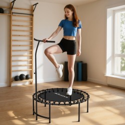 Fitness-trampoliini kotikäyttöön, säädettävä 5-portainen T-kahva, Ø102 cm, teräsrunko, musta
