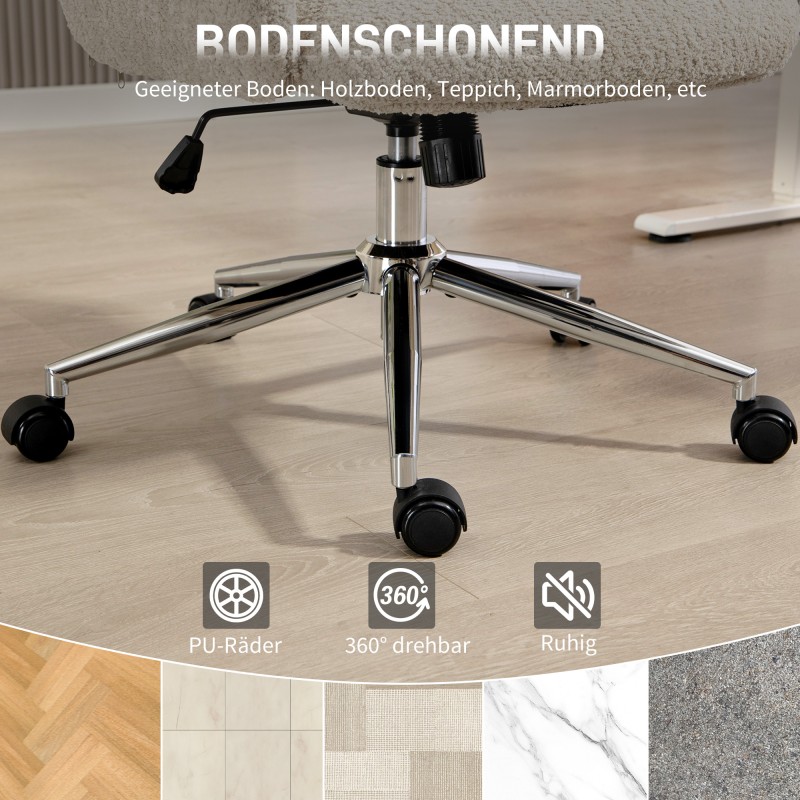 Ergonominen työtuoli säädettävällä niskatuella ja keinutoiminnolla, kangasverhoilu, harmaanvalkoinen