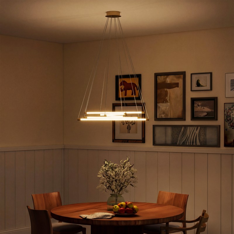 LED-kattovalaisin 50 W, 5 säädettävää valoputkea, Ø82 cm, kulta/valkoinen