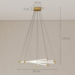 LED-kattovalaisin 50 W, 5 säädettävää valoputkea, Ø82 cm, kulta/valkoinen