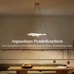 LED-kattovalaisin 50 W, 5 säädettävää valoputkea, Ø82 cm, kulta/valkoinen