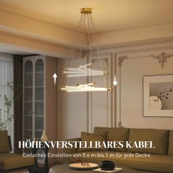 LED-kattovalaisin 50 W, 5 säädettävää valoputkea, Ø82 cm, kulta/valkoinen