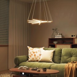 LED-kattovalaisin 50 W, 5 säädettävää valoputkea, Ø82 cm, kulta/valkoinen