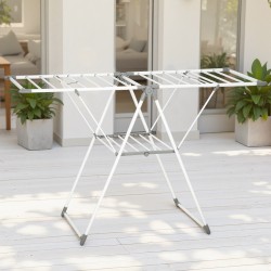 Pyykkiteline kaksitasoinen taitettava metallinen 156,5 cm kuivausala valkoinen