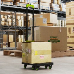 Taitettava kuljetusvaunu / sackkarre, metalli, 200 kg, 49 x 35 x 102 cm, musta-vihreä