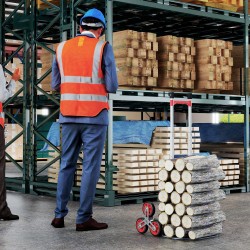 Taitettava porrasvaunu, 6-pyöräinen tavarankuljetusvaunu, alumiini, kantavuus 70 kg, punainen