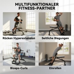 Säädettävä taittuva treenipenkki koko keholle, teräsrunko 150 kg, musta