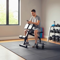 Säädettävä taittuva treenipenkki koko keholle, teräsrunko 150 kg, musta