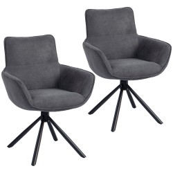 Ruokapöydän tuolit 2 kpl pyörivät pehmustetut käsinojilla metallijalat tummanharmaa