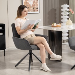 Ruokapöydän tuolit 2 kpl, pyörivät, pehmustetut käsinojilla, metallijalat, tummanharmaa