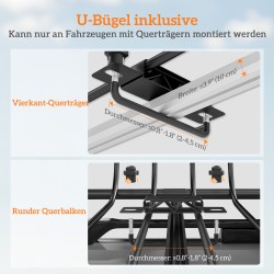 Kattokori autoihin 116 x 92 x 11,5 cm, teräs, kantavuus 150 kg, musta