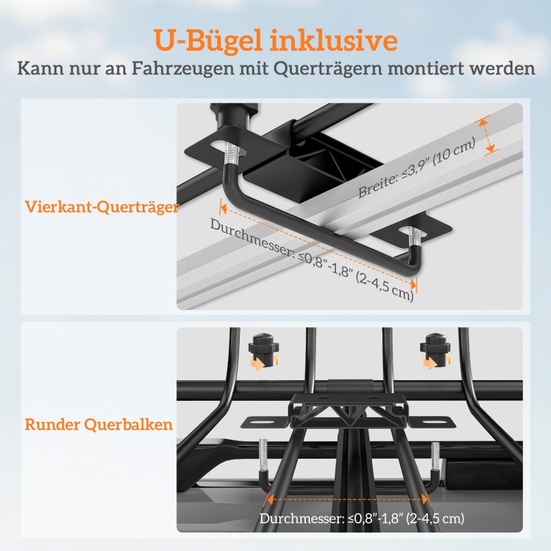 Kattokori autoihin 116 x 92 x 11,5 cm, teräs, kantavuus 150 kg, musta