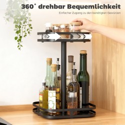 Pyörivä maustehylly 2-tasoinen metallia 24 x 24 x 38 cm musta