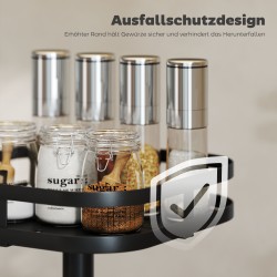 Pyörivä maustehylly 2-tasoinen metallia 24 x 24 x 38 cm musta