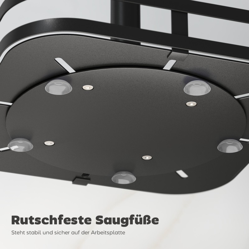 Pyörivä maustehylly 2-tasoinen metallia 24 x 24 x 38 cm musta