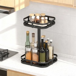 Pyörivä maustehylly 2-tasoinen metallia 24 x 24 x 38 cm musta