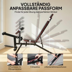 Säädettävä kuntopenkki 3-in-1, hauistuki ja reisiojennus, vastuskuminauhat, kantavuus 300 kg, musta