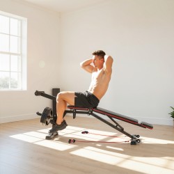 Säädettävä kuntopenkki 3-in-1, hauistuki ja reisiojennus, vastuskuminauhat, kantavuus 300 kg, musta