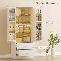 Keittiökaappi säädettävillä hyllyillä ja 2 laatikolla 60 x 40 x 159 cm valkoinen MDF/lastulevy