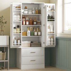 Keittiökaappi säädettävillä hyllyillä ja 2 laatikolla 60 x 40 x 159 cm valkoinen MDF/lastulevy