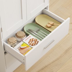 Keittiökaappi säädettävillä hyllyillä ja 2 laatikolla 60 x 40 x 159 cm valkoinen MDF/lastulevy