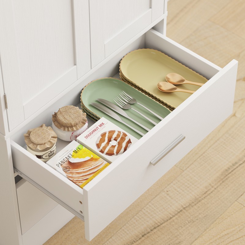 Keittiökaappi säädettävillä hyllyillä ja 2 laatikolla 60 x 40 x 159 cm valkoinen MDF/lastulevy