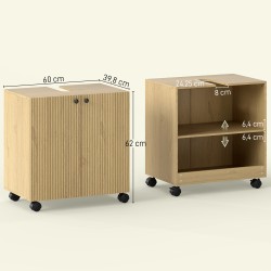 Allaskaappi kylpyhuoneeseen 60x39,8x62 cm, 3‑tasoinen hylly, pyörillä, puun sävy