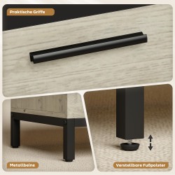 Työpöytä-kaappi teollinen sekretääri 100 cm luonnonpuu musta metallirunko hyllyillä