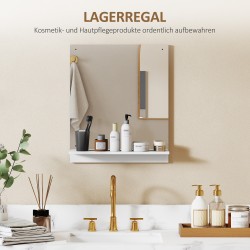 Kylpyhuoneen seinäpeili hyllyllä 50 x 60 cm valkoinen melamiinipinnoitettu lastulevy